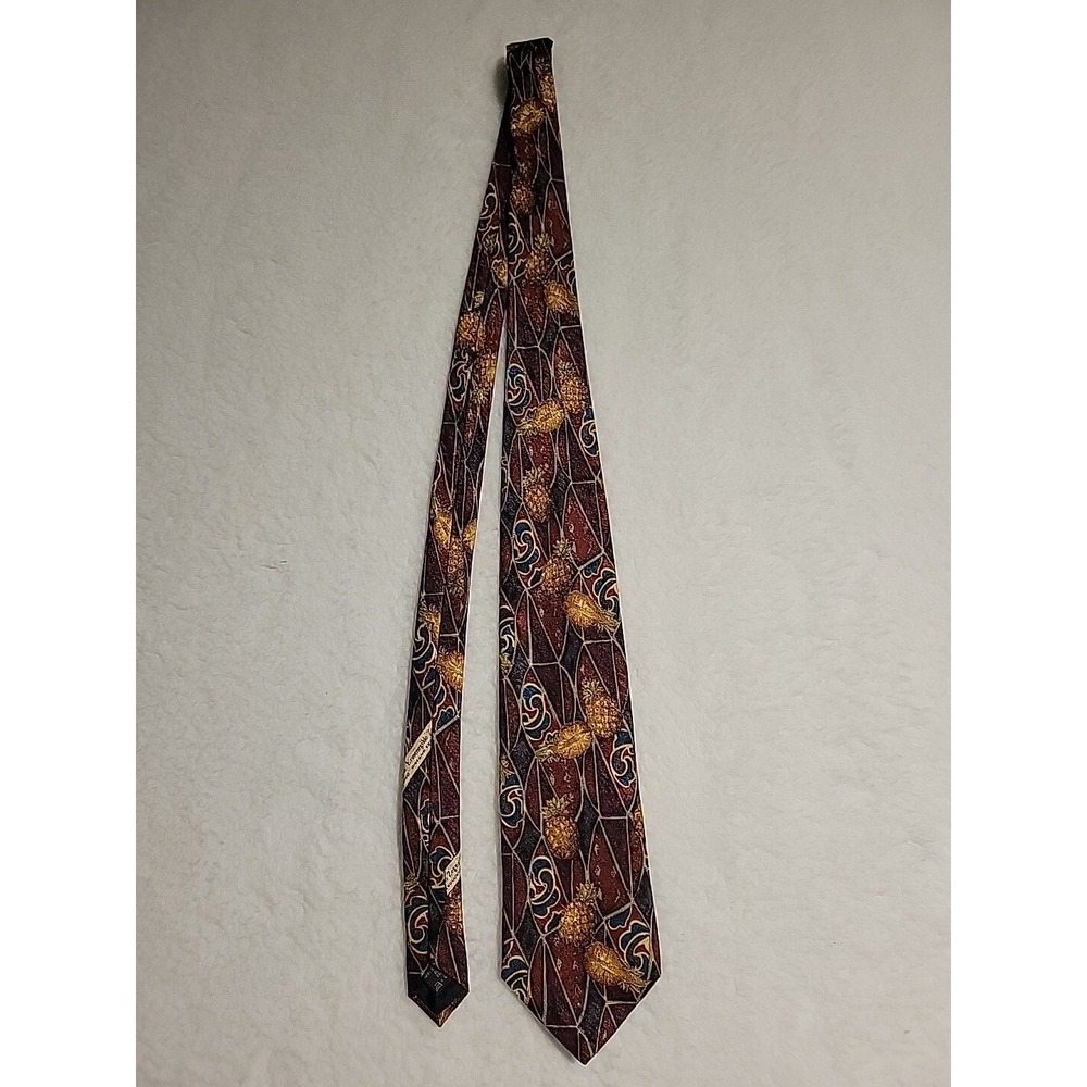 Ermenegildo Zegna Tie Pineapple Print 100% Silk Made In Italy